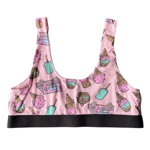 MeUndies Lined Scoop-Neck Bralette Women's Large Ice Cream Truck